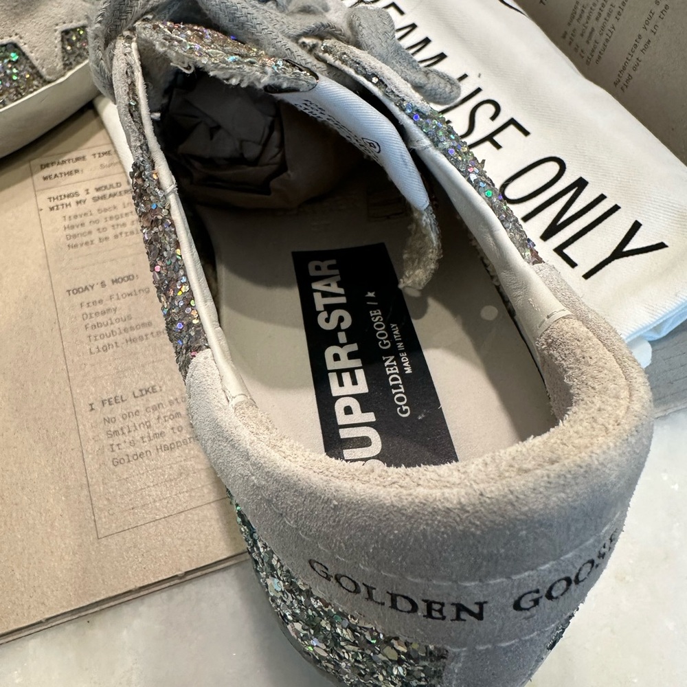 NEW Golden Goose Silver Glitter Sneakers- Size 37 - Picture 5 of 10